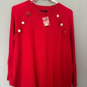 Lane Bryant Red Lightweight Sweater w/gold buttons
